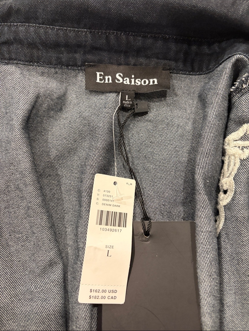 En Saison Black Mini Shirt Dress with Cream Embroidery - Picture 8 of 8